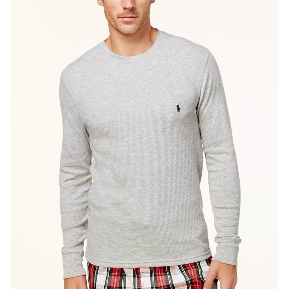 Polo Ralph Lauren Gray Waffle Knit Thermal Shirt Long Sleeve XL